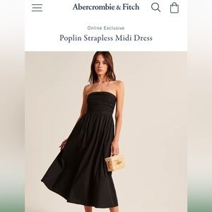 A&F Poplin Strapless Midi Dress